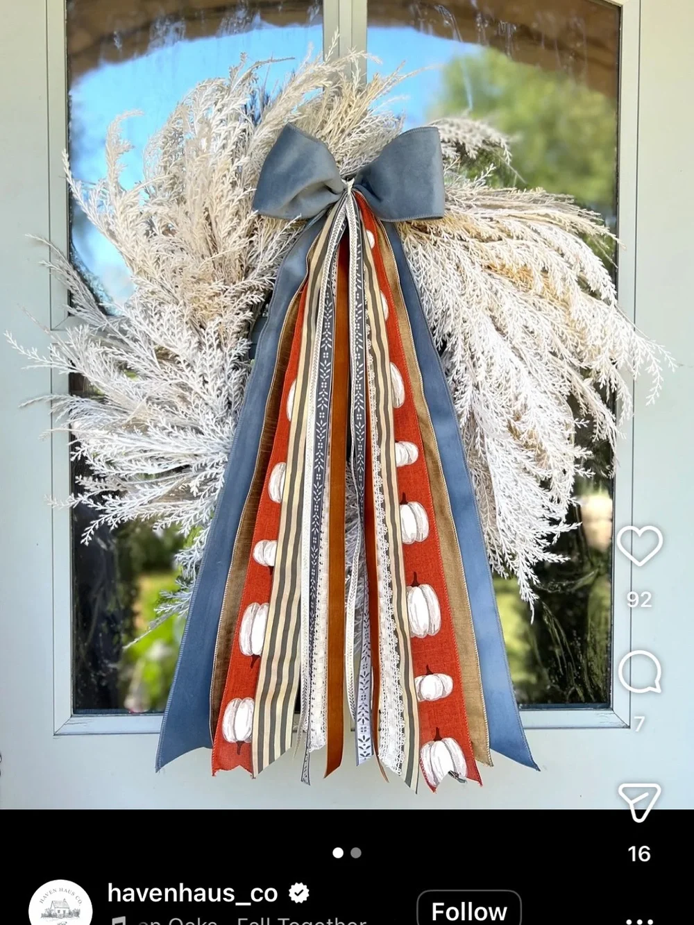 Threshold Natural Beige /Cream Pampas Grass Wreath, 22”